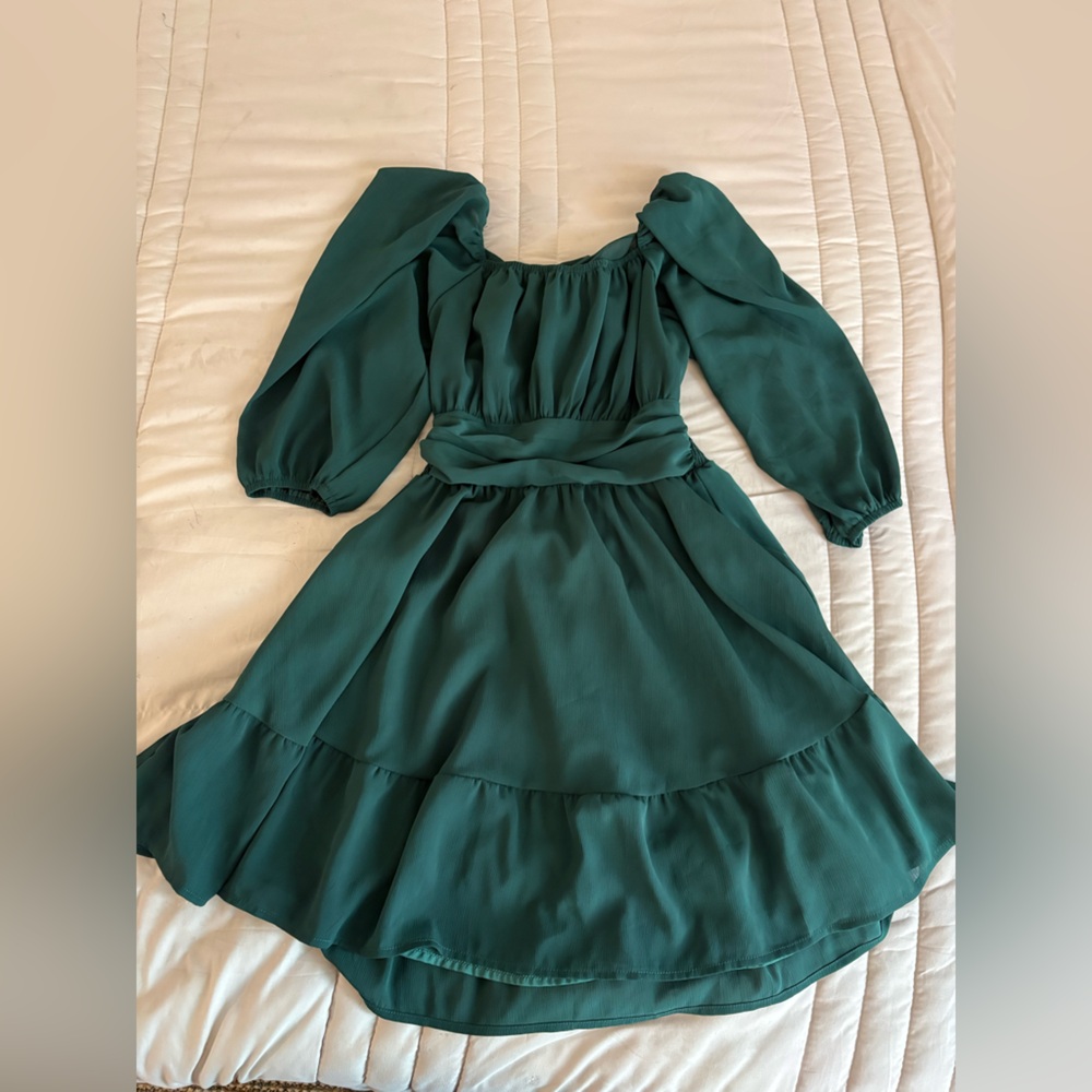 Amazon Forest Green Elegant Mini Dress